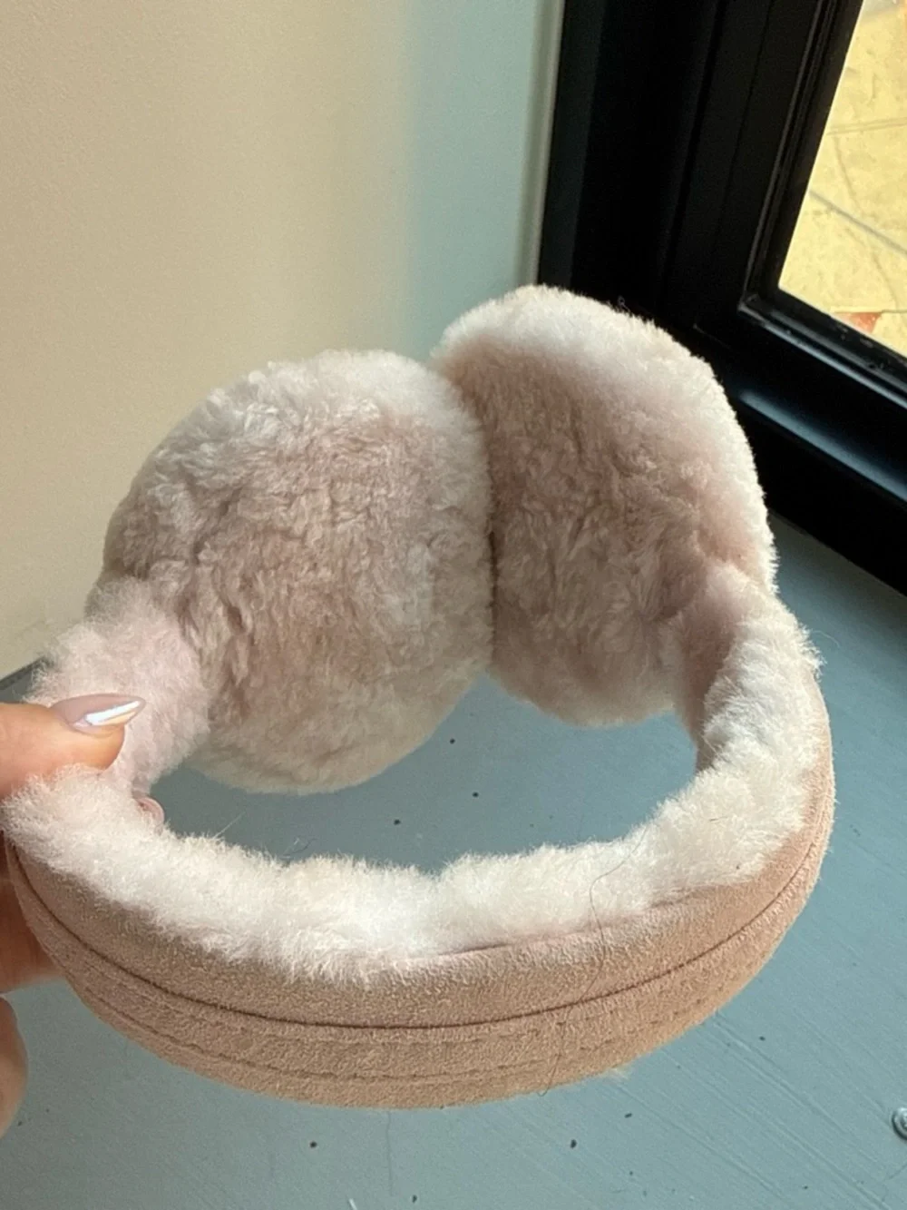 UGG Plush Faux-Fur Earmuffs in Light Pink